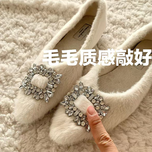 豆豆鞋女加绒秋冬季韩版懒人鞋一脚蹬舒适平底保暖鞋外穿时尚棉鞋