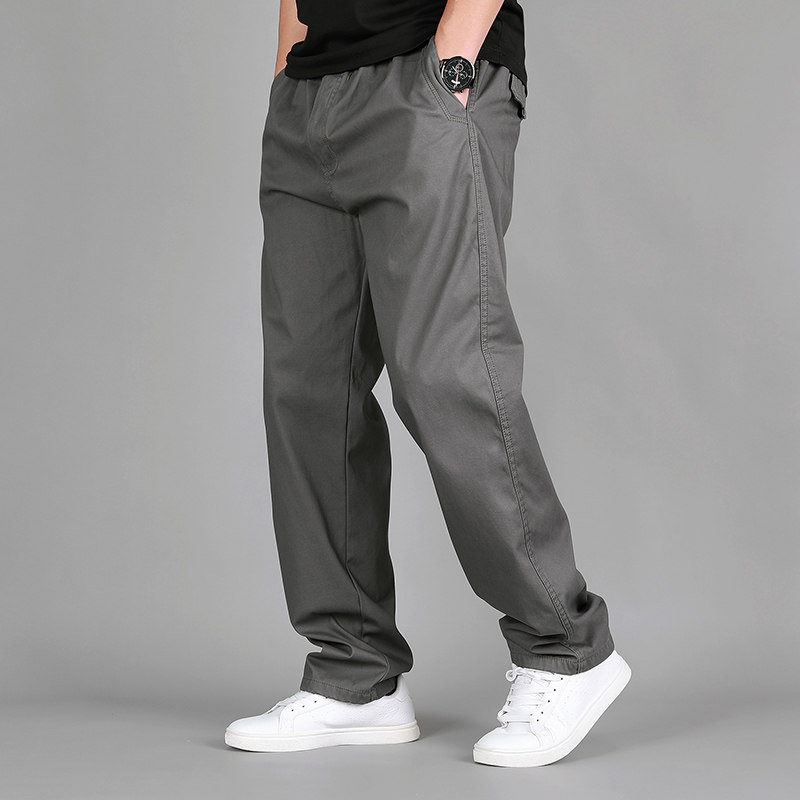 秋季新品春秋纯色高腰男士宽松直筒裤工装裤男长裤子潮流休闲裤男