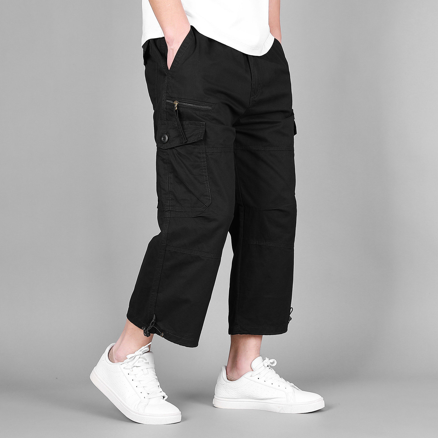 夏季纯棉多口袋中腰深裆宽松百搭八分裤男士户外休闲百搭潮流男裤,男装,休闲裤,淘宝优惠券,粉丝福利购,淘宝优惠卷