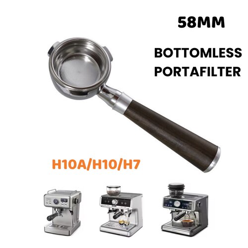 HIBREW咖喜萃H13/H7/H10A咖啡机配件 意式无底手柄 58mm304不锈钢