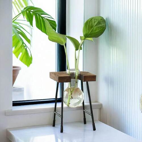 水培木架花瓶简约现代桌面装饰