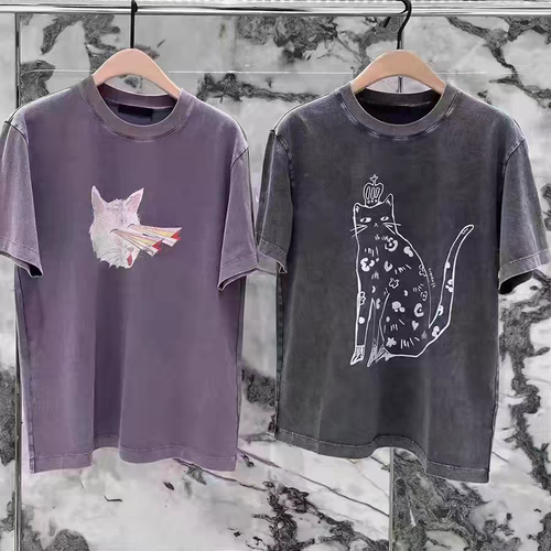 正品短袖T恤2026春新品阿苏特染长绒棉小猫印花烫钻MBF1TEE033