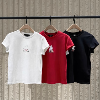 【MOOM联名】正品2026夏新品弹力精梳棉烫钻印花T恤MBF2TEE026