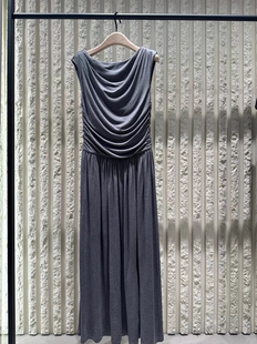 正品 含天丝桑蚕丝轻薄捏褶垂荡长裙连衣裙MBE2DRS056 2025夏新品