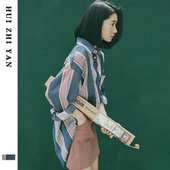 中长款 不规则开叉衬衣 长袖 韩版 条纹雪纺衬衫 2019秋季 大码 新款 女装