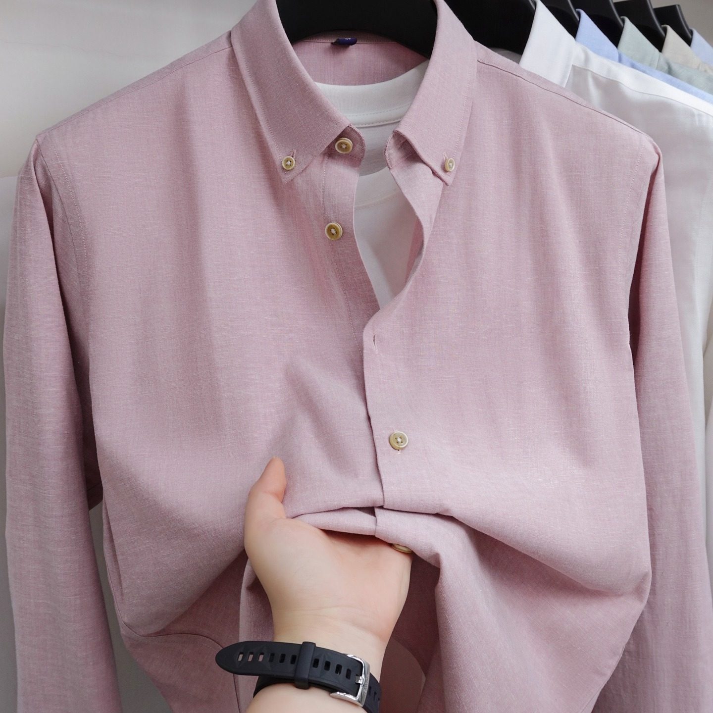 2026春季新款男士长袖衬衫休闲风中青年衬衣纯色上衣帅气风上班服,男装,衬衫,淘宝优惠券,粉丝福利购,淘宝优惠卷