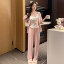 兔子三件套睡衣女夏季 性感可外穿居家服夏 莫代尔带胸垫家居服套装