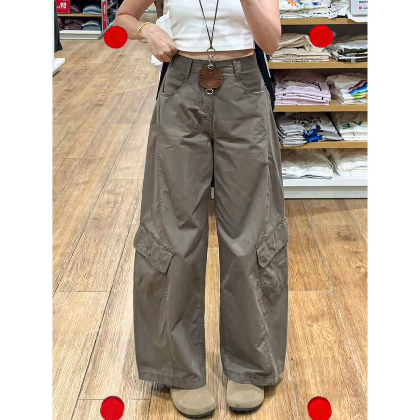 美式复古工装裤女宽松显瘦