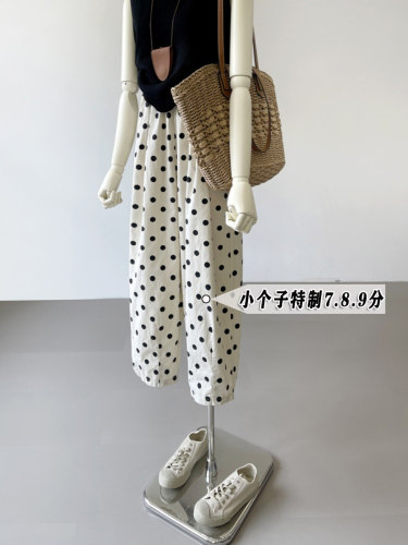 xxs145七分波点哈伦裤女夏季新款夏季薄款九分小个子奶奶裤阔腿裤