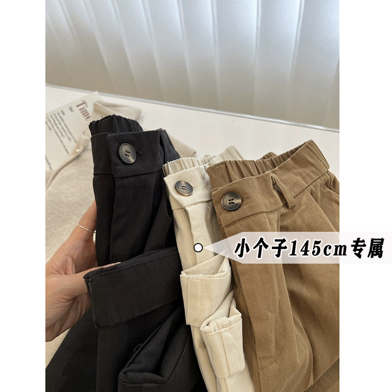 145xs码小个子八分工装休闲裤女春夏韩版高腰宽松九分阔腿直筒裤8