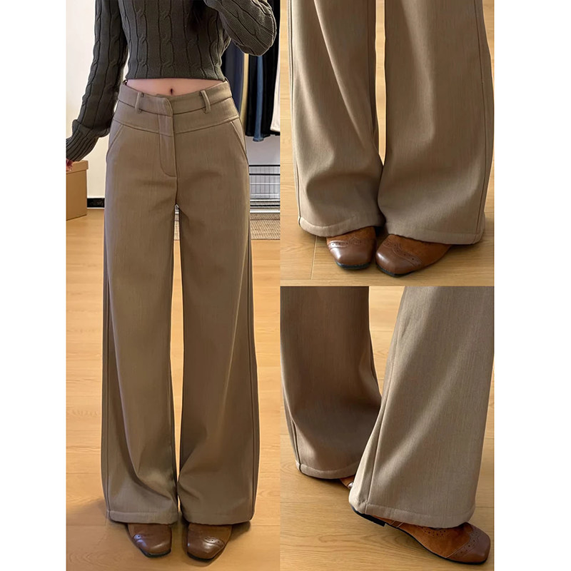 150小个子九分复古西装阔腿裤女夏季薄款高腰宽松直筒遮胯九分裤s