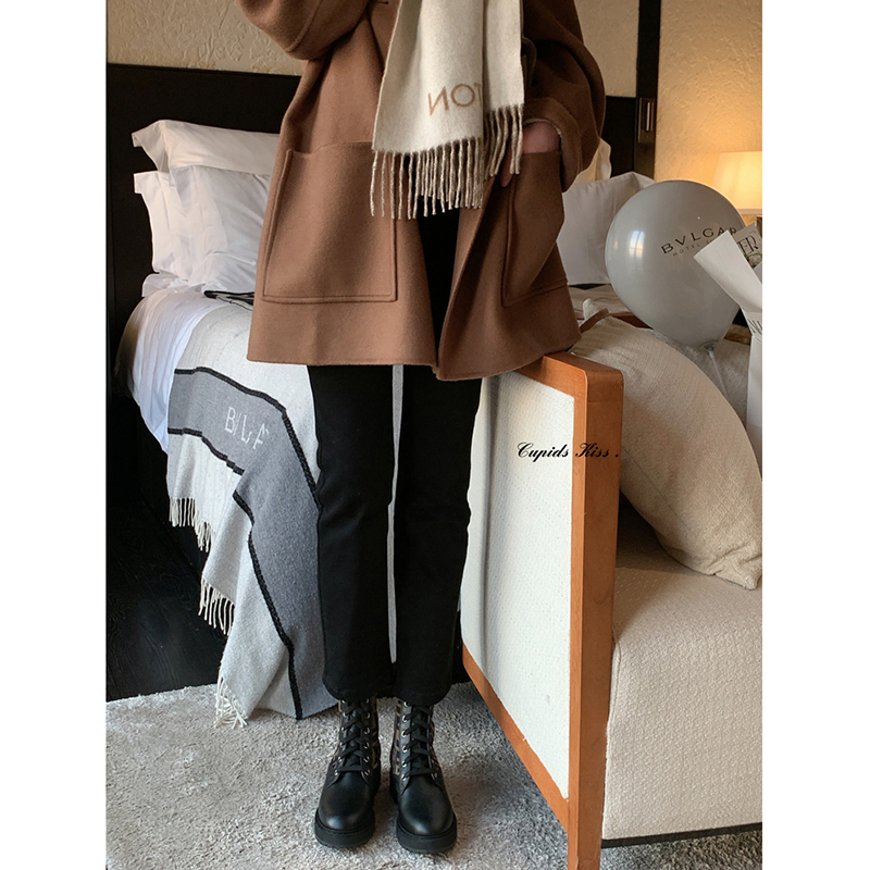 加绒铅笔牛仔裤女秋冬新款韩版百搭弹力烟管裤145小个子八分靴裤s