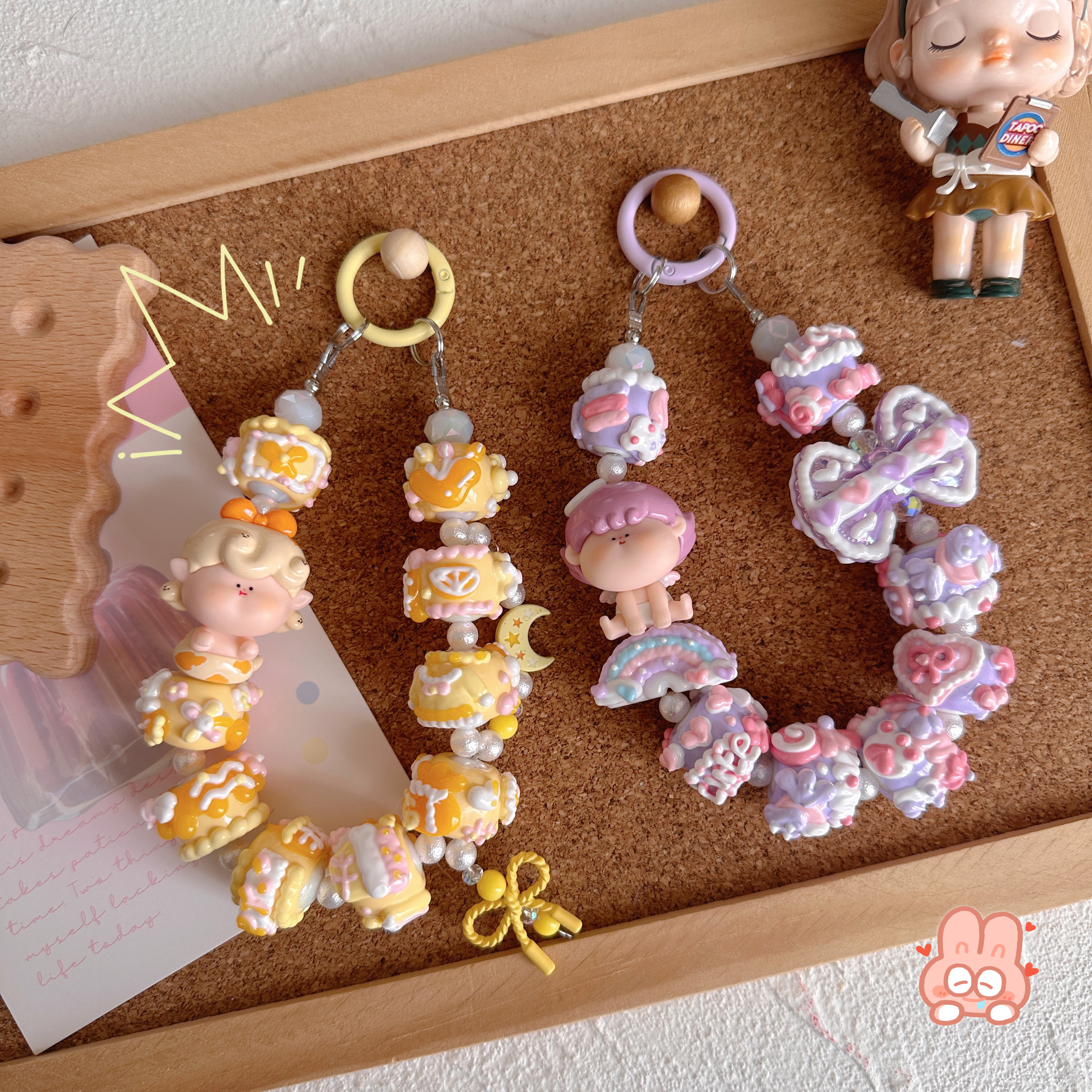 阿玛莉莉丝正版萌粒小蛇小兔天使DIY手绘珠手机链包包装饰钥匙扣