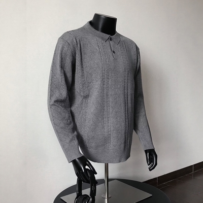 麦穗纹翻领polo衫针织毛衣男款