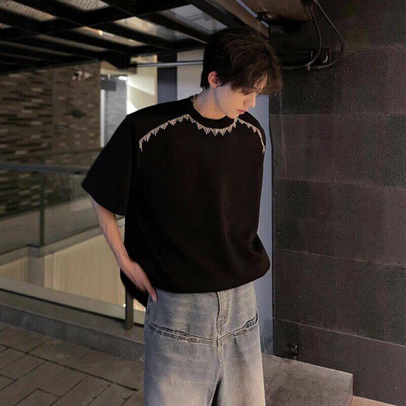 短袖t恤男夏季美式高街潮牌设计感小众正肩重磅痞帅宽松半袖体恤