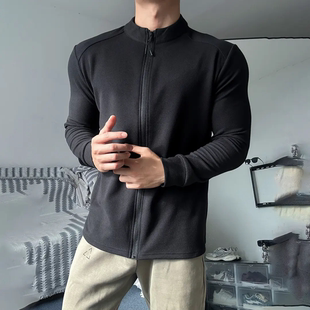 双面德绒开衫外套男款秋冬健身运动训练服修身保暖内搭长袖打底衫