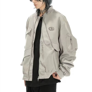 美式街头设计感休闲飞行员夹克外套男女秋季oversize高街情侣上衣