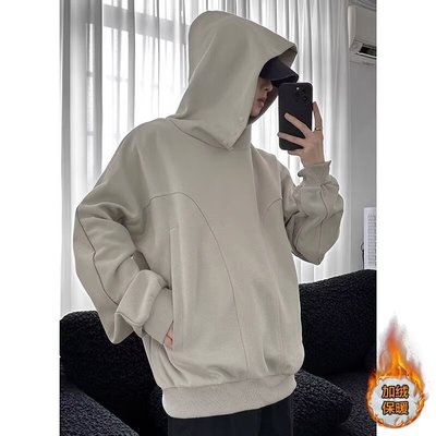 cleanfit纯色卫衣加绒加厚外套