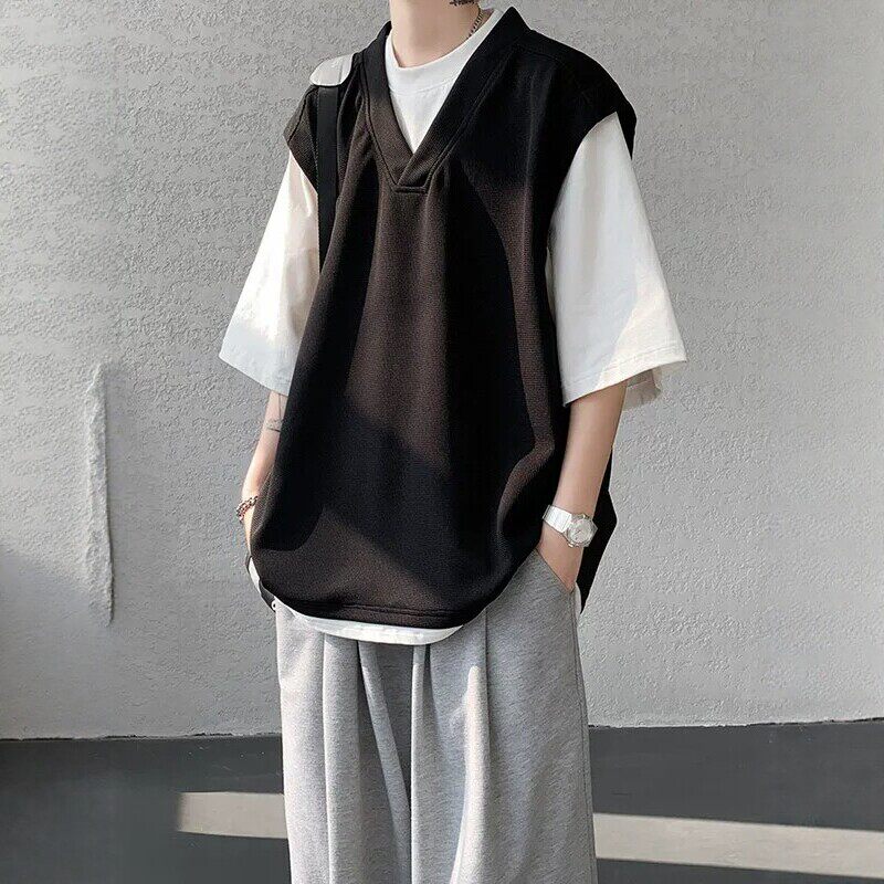 假两件短袖t恤男夏季加肥加大码