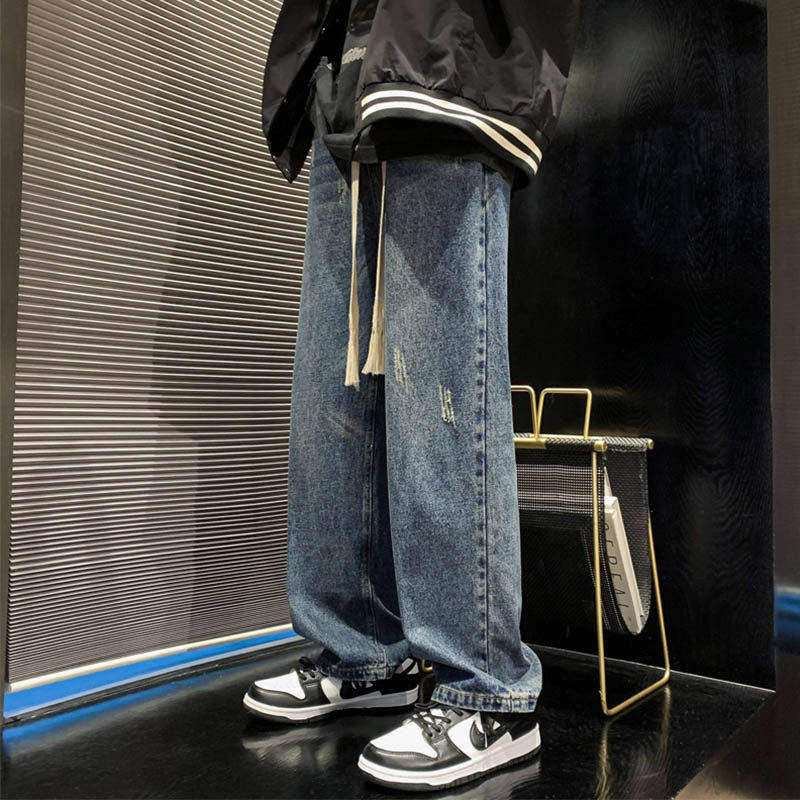 牛仔裤男直筒宽松秋冬季ins潮牌百搭阔腿男生青少年休闲老爹裤子
