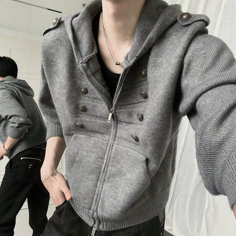 复古宫廷风拿破仑连帽针织衫男