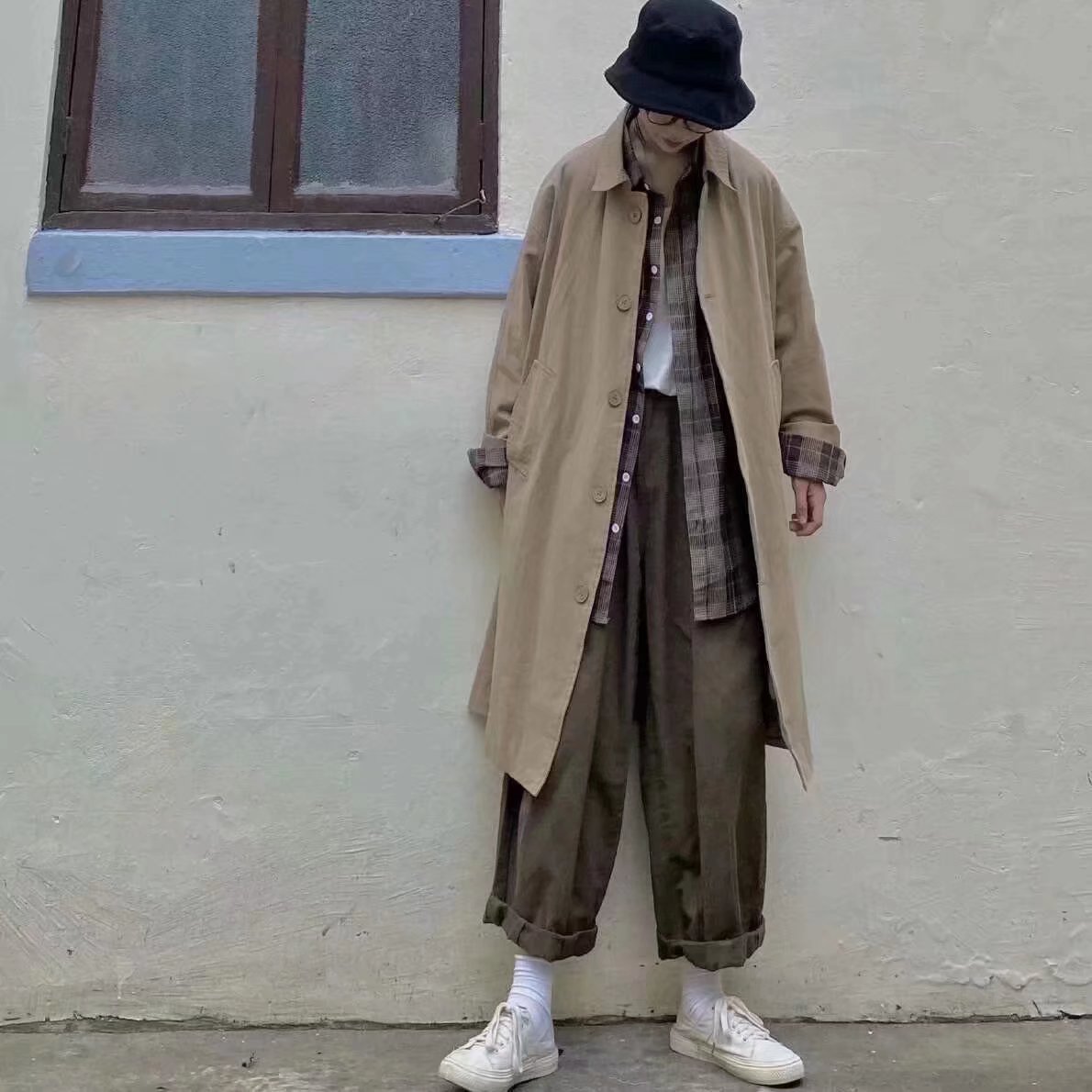 TRENCH COAT MENS MID-LENGTH CASUAL LOOSE LAPEL SOLID COLOR COAT SPRING 2023 NEW HANDSOME AND VERSATILE COAT