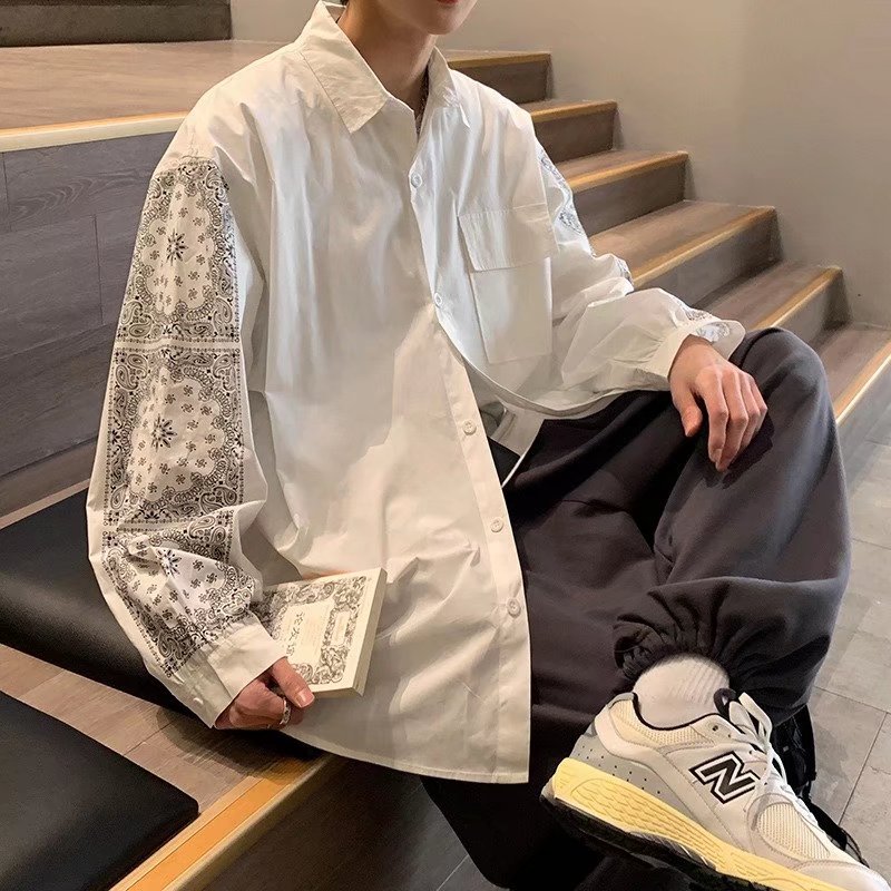 腰果花衬衫男韩版潮流百搭痞帅