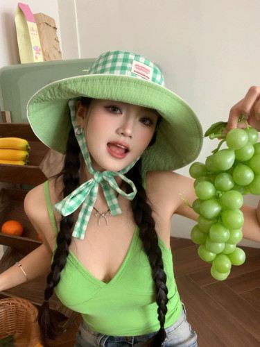 少女CEO | GIRLCEO夏天日系双面格子百搭遮阳大沿帽遮阳帽防晒