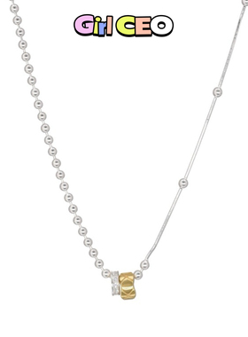 少女CEO【环环相扣】圆环撞色项链女轻奢小众双圈菱格锁骨链颈链