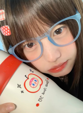 少女CEO韩系复古磨砂蓝色方圆脸二次元亚文化超轻防蓝光眼镜甜妹