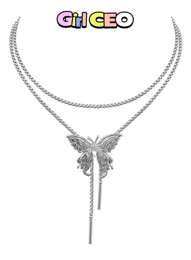 少女CEO液态蝴蝶项链女小众高级感锁骨链毛衣链轻奢气质颈链配饰