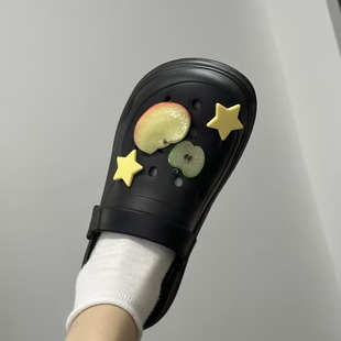学生外穿透气踩屎感可爱凉 韩式 eva洞洞鞋 女夏季 厚底增高防滑拖鞋