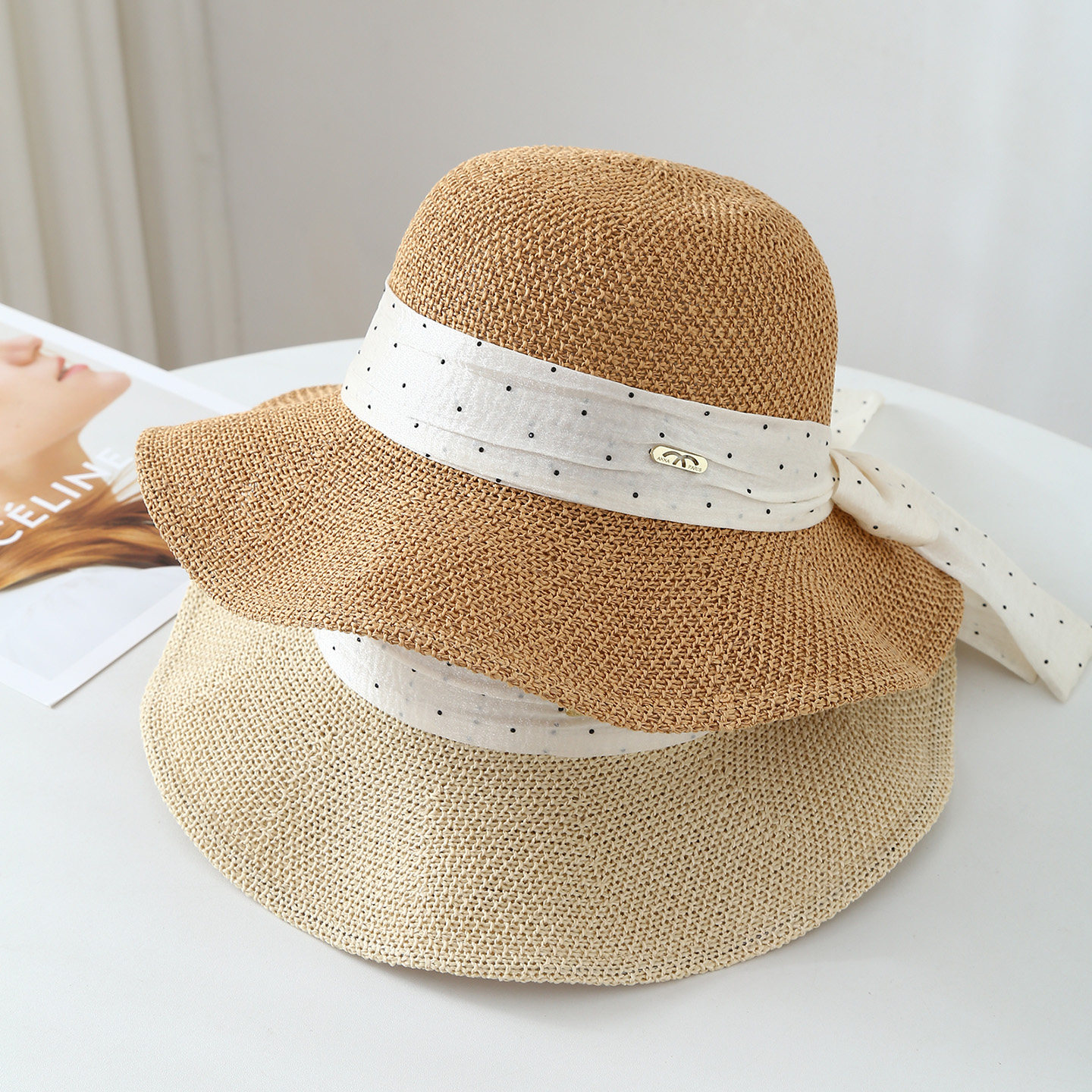 2026新款蕾丝蝴蝶结夏季草帽成人女士帽子显脸小气质款遮阳防晒