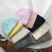 秋冬大头围可爱表情针织帽韩版 方块笑脸软糯保暖套头毛线套头帽