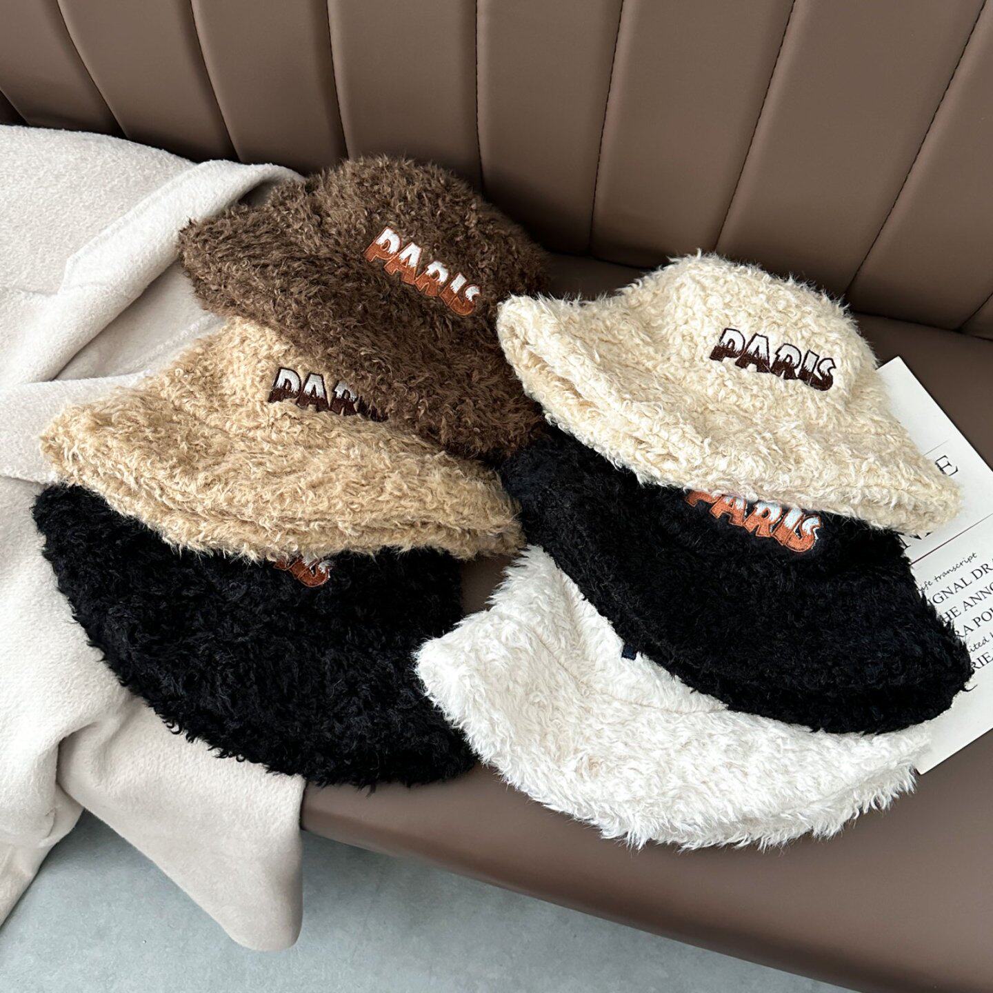 韩版百搭套头帽子女秋冬季加绒保暖毛绒绒渔夫帽大头围显脸小盆帽