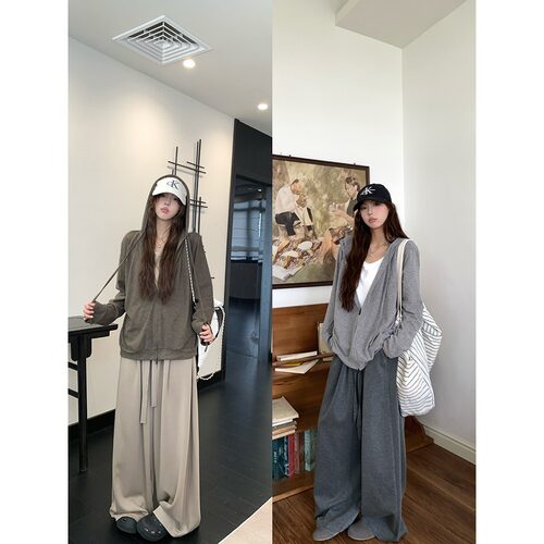 松韩版潮流弛风连帽短外套女宽松休闲慵懒风初秋穿搭韩版百搭上衣
