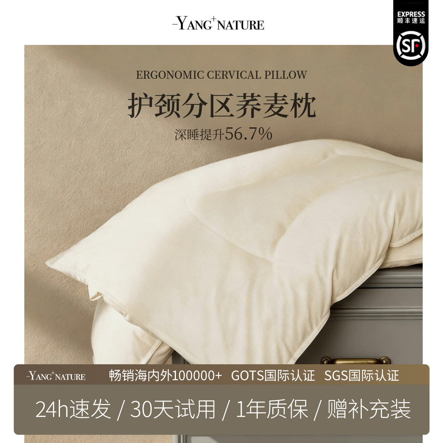 分区荞麦枕头荞麦壳护颈椎助睡眠科学成人专用家用侧睡枕芯硬枕头