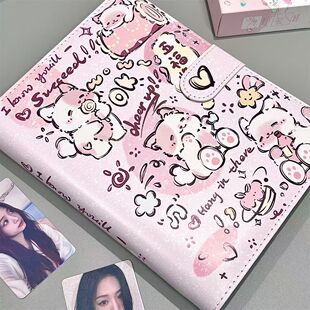 卡册四宫格A5高颜值ins风女孩小猫PU活页小卡收纳册拍立得册专用