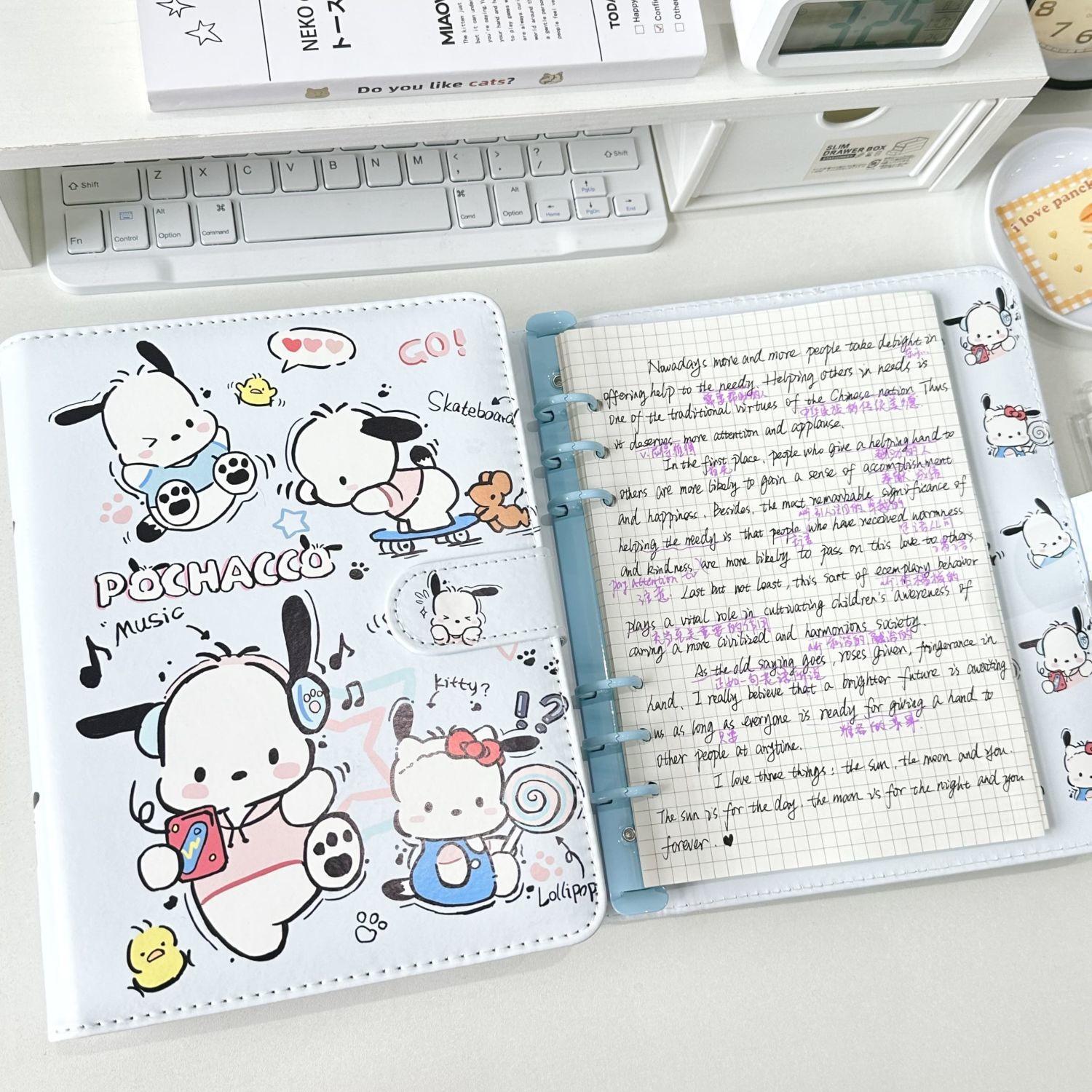 帕恰狗PU笔记本小众高颜值a5软皮磁吸活页皮质横线本子学生日记本