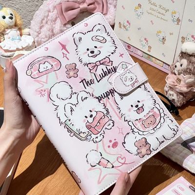 粉色小狗PU皮质卡册A5活页相册高颜值ins四宫格拍立得卡片收纳册