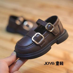 女童公主鞋子2026春秋新款时尚网红皮鞋配礼服黑色单鞋平底豆豆鞋