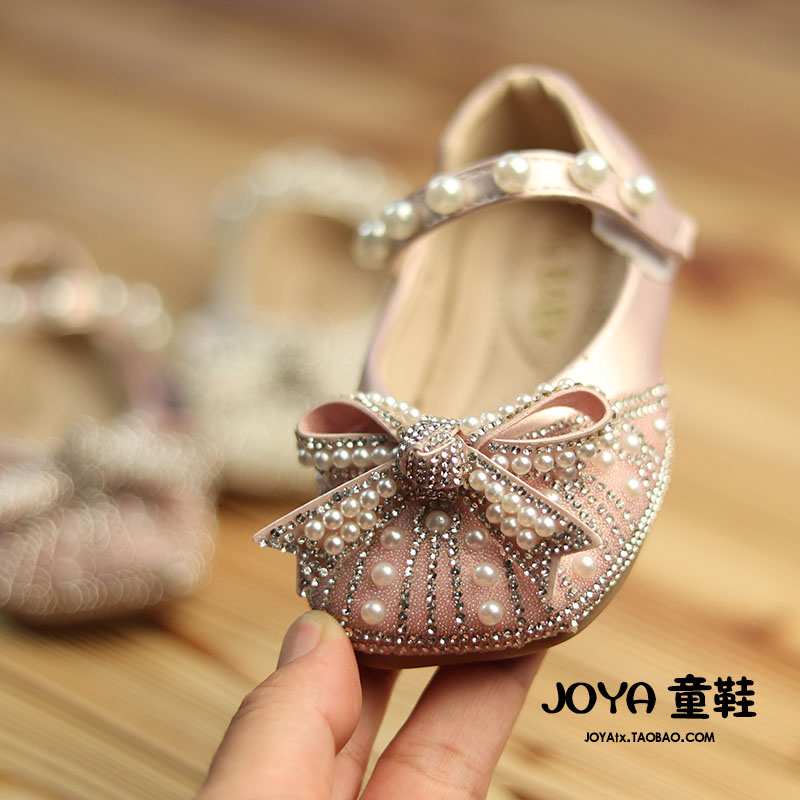 春秋款女童水晶公主风皮鞋