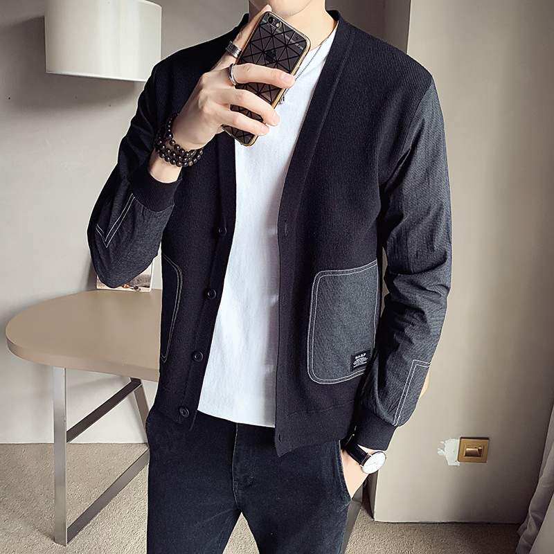 2024 봄 가을 새로운 카디건 스웨터 한국 스타일 잘 생긴 울 재킷 얇은 스웨터 남성 니트 스웨터