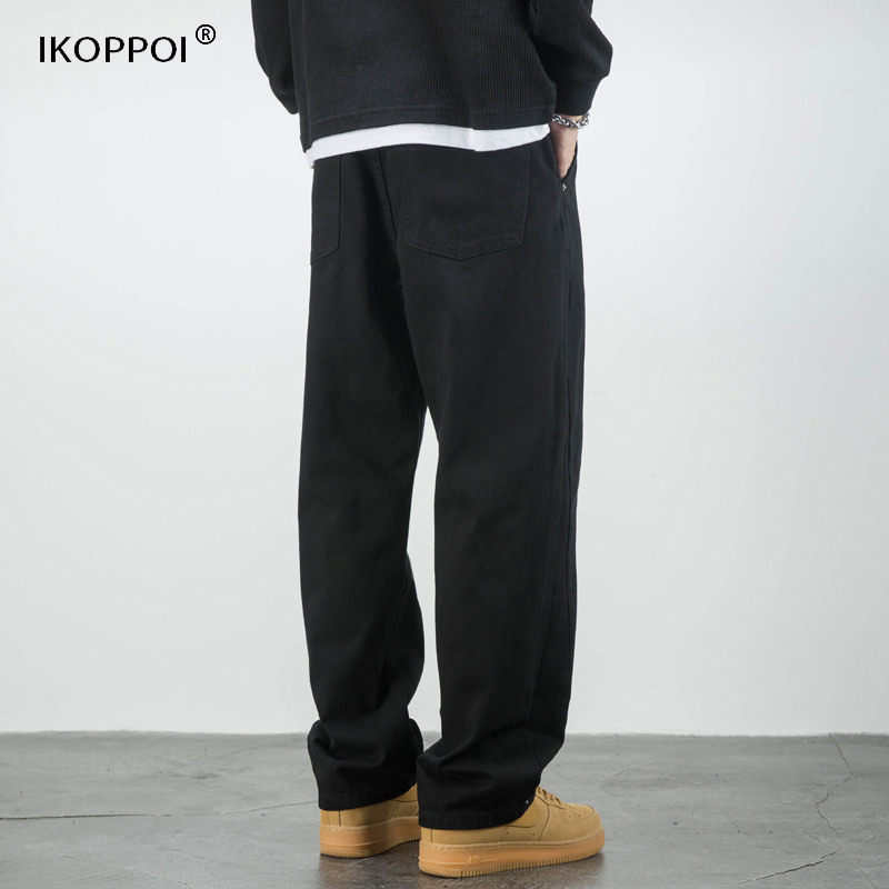 黑色牛仔裤男士春秋季直筒宽松拖地阔腿长裤潮流百搭大尺码休闲裤