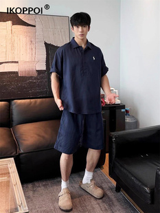 老钱风天丝亚麻套装 马标短袖 轻奢男士 2025夏季 两件套 POLO衫 短裤
