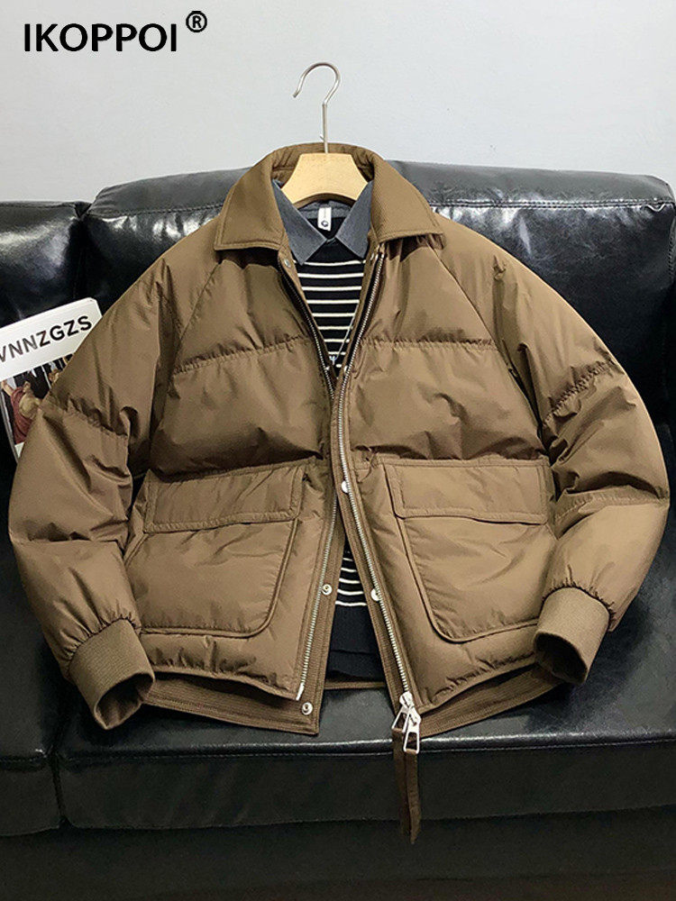 羽绒服男士冬季高级感90白鸭绒加厚夹克设计感假两件休闲百搭外套