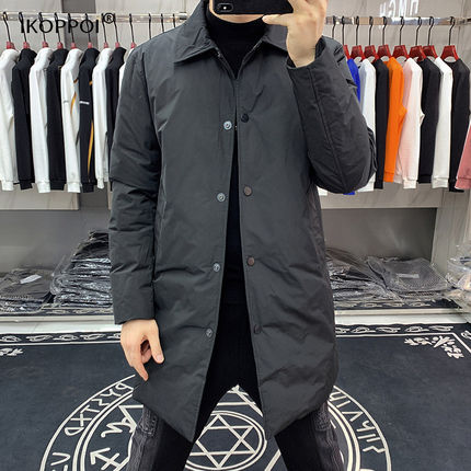 中长款羽绒服男士秋冬季2024新款韩版外套修身翻领时尚百搭上衣服