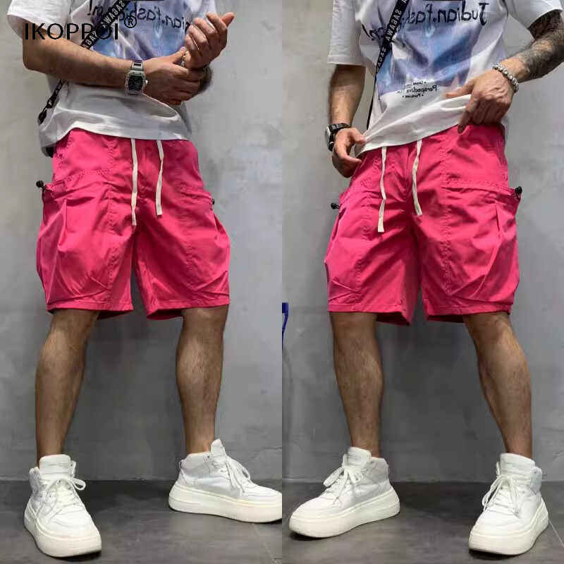 高端夏季糖果色大兜休闲短裤美式高级感沙滩裤潮牌痞帅工装五分裤