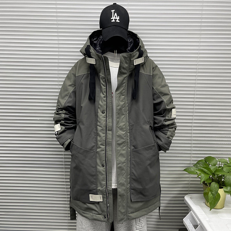 潮牌羽绒服男士秋冬季中长款宽松连帽工装棉服加厚保暖休闲外套潮