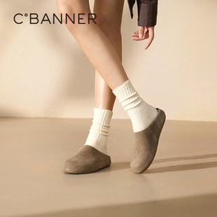 舒适复古平底半拖鞋 新款 包头拖女2025夏季 千百度薄底一脚蹬勃肯鞋